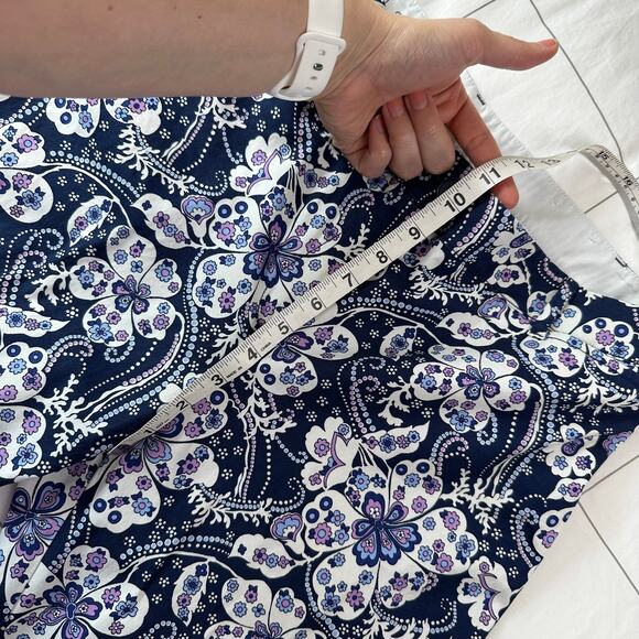 Talbots Pants Womens 8 Blue Purple Floral Paisley Perfect Cropped Ankle Classic - Picture 8 of 10